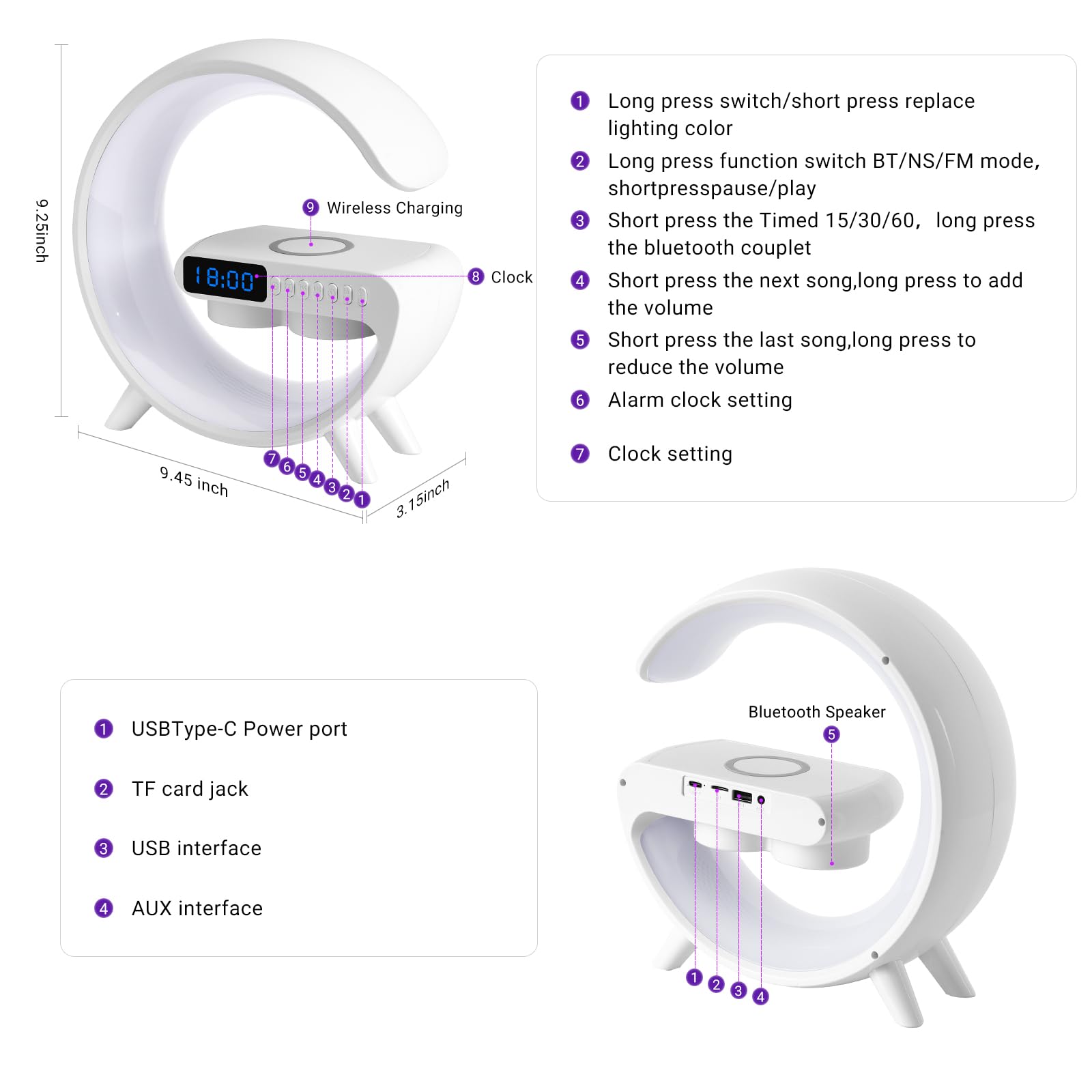 Lampara G Luz Led Rgb Speaker Recargable